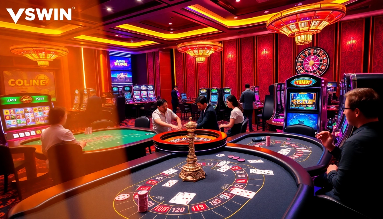 Players experiencing thrilling action on TRANG CHỦ VSWIN's exciting casino tables.