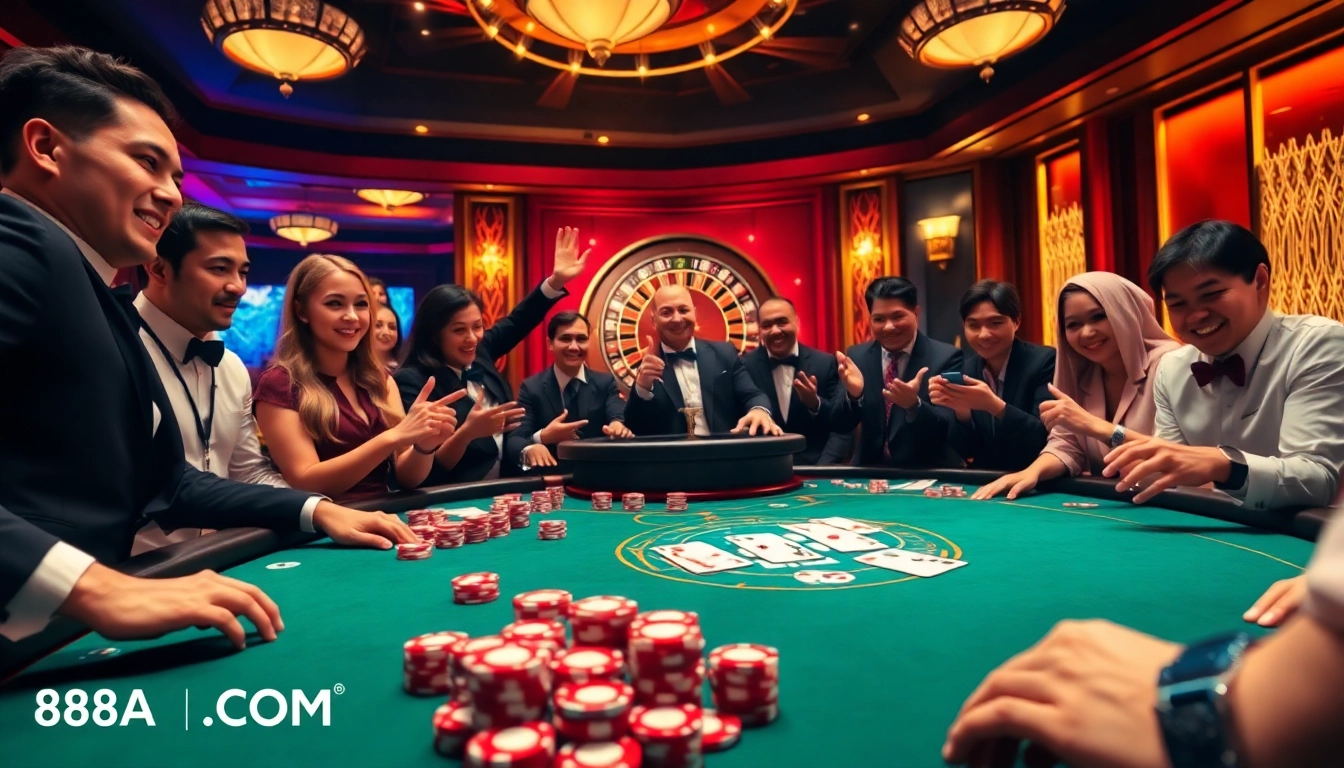 Exciting poker action at 88AA.COM casino, showcasing vibrant chips and cards.