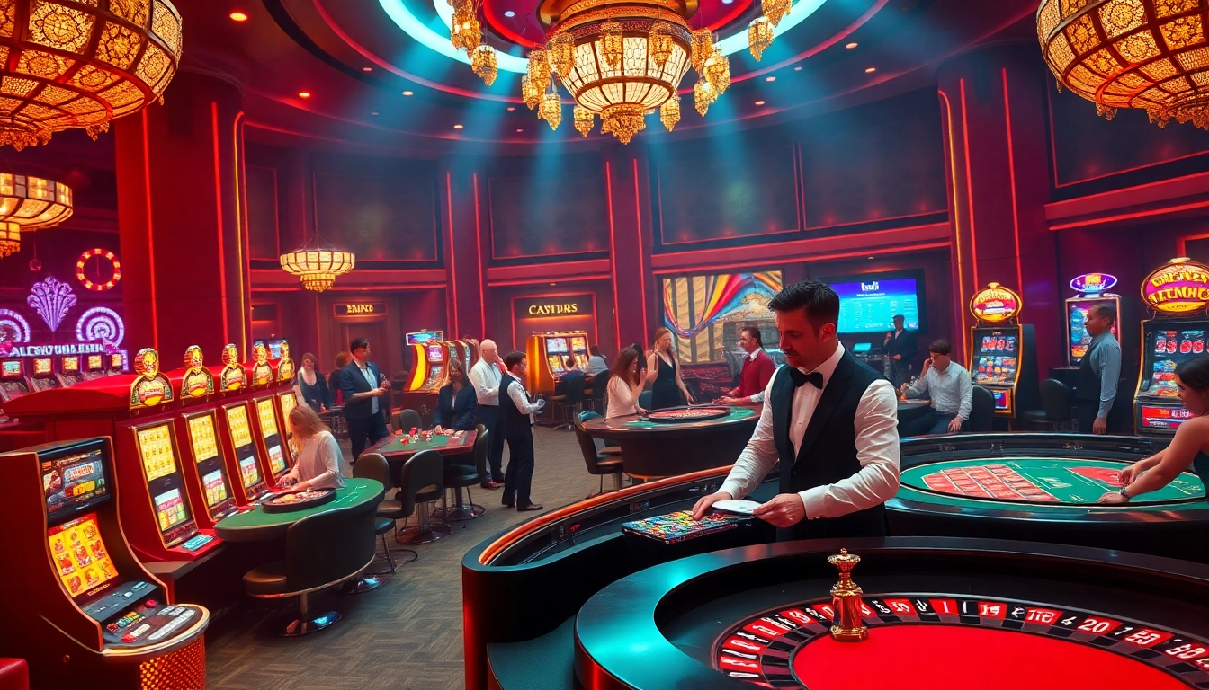 Experience the luxurious gaming ambiance at lc88 bio casino with vibrant poker tables and engaging players.