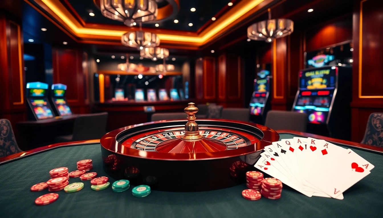 Experience the excitement of winning at https://bem88.com with vibrant roulette and poker scenes.