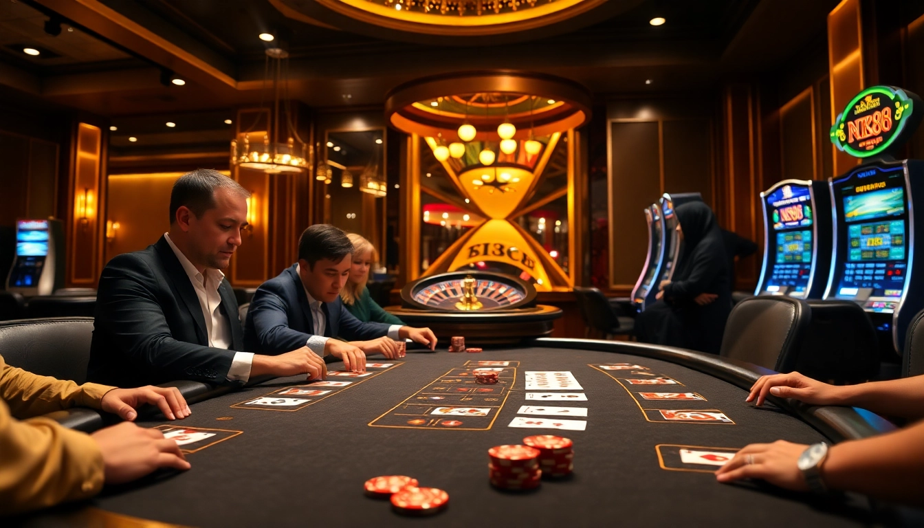 Experience the thrill of nk88 casino gaming with vibrant poker tables and exciting slot machines.