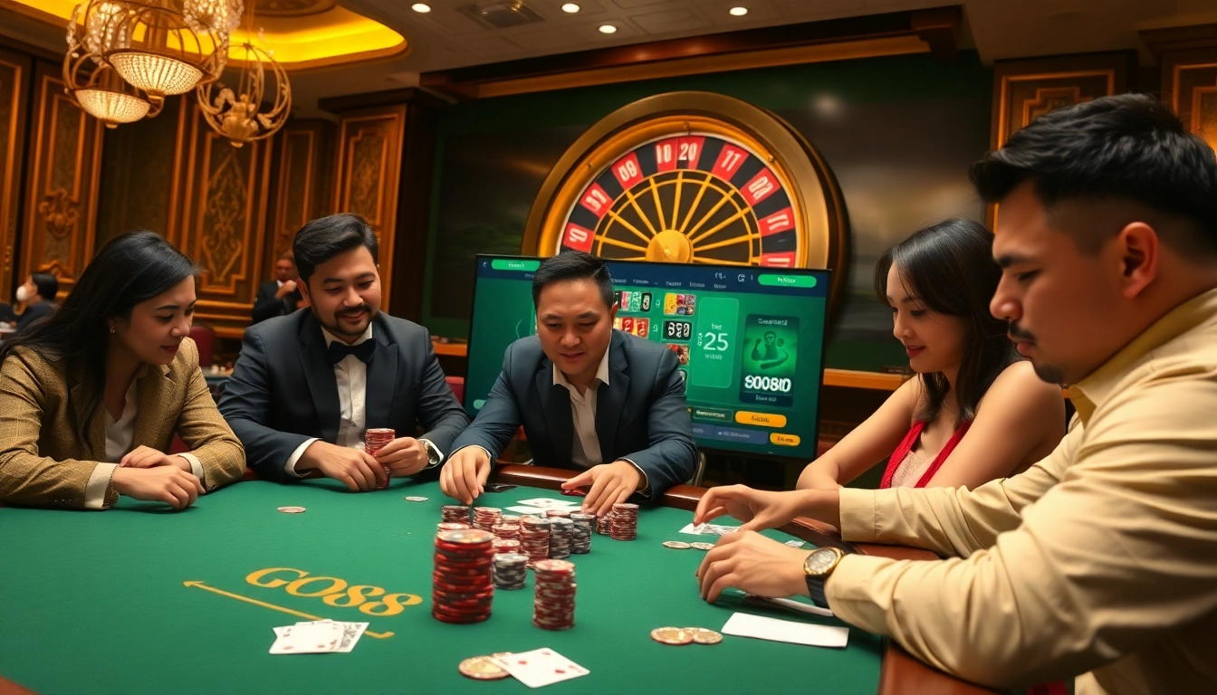 Experience thrilling gameplay at GO88 with an exciting online casino atmosphere featuring poker and roulette.