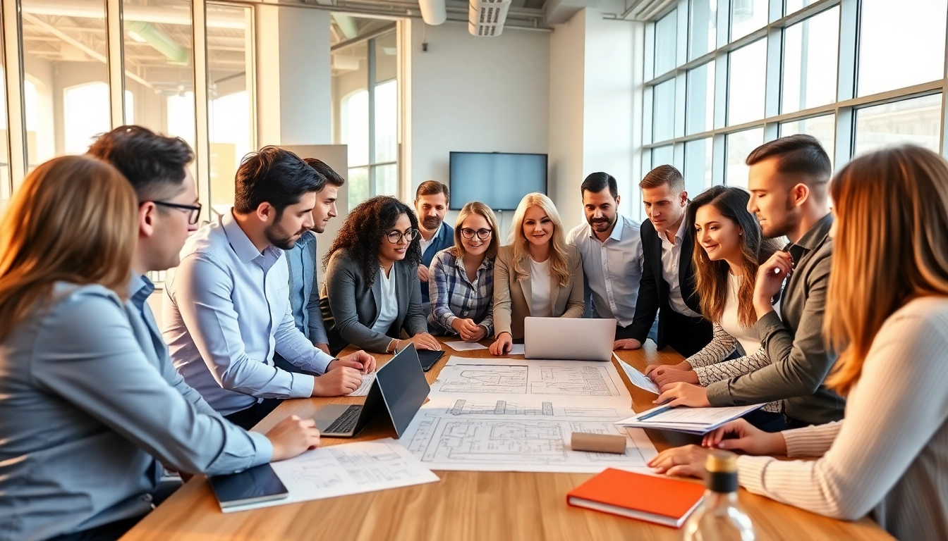 Collaboration during a construction membership association meeting in a vibrant conference room.