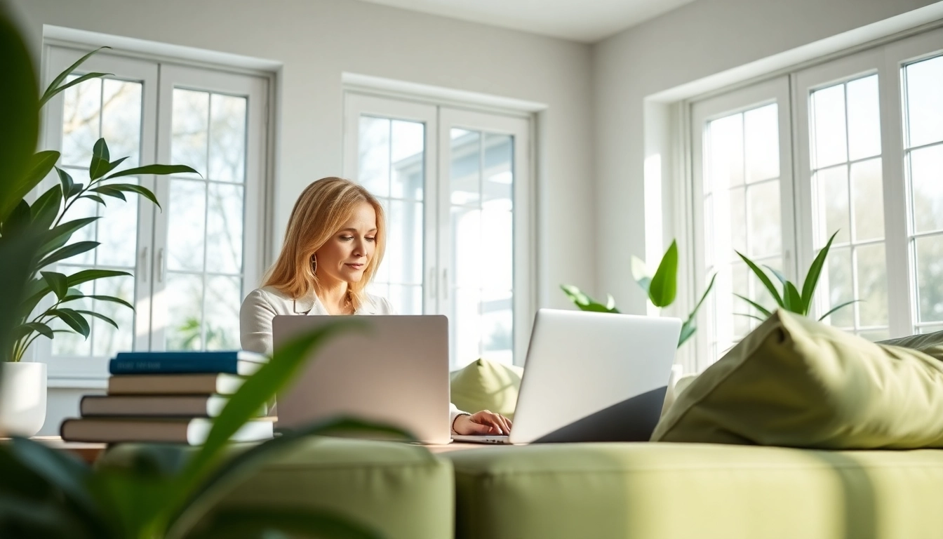 Addressing stress and anxiety with a wellness coach in a calm and inviting home office setting.