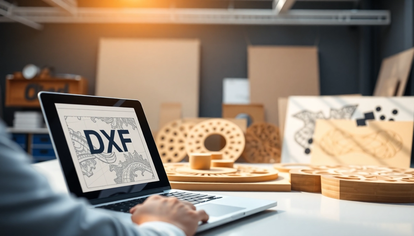 Creating intricate designs using dxf file for laser cutting on a sleek workspace.